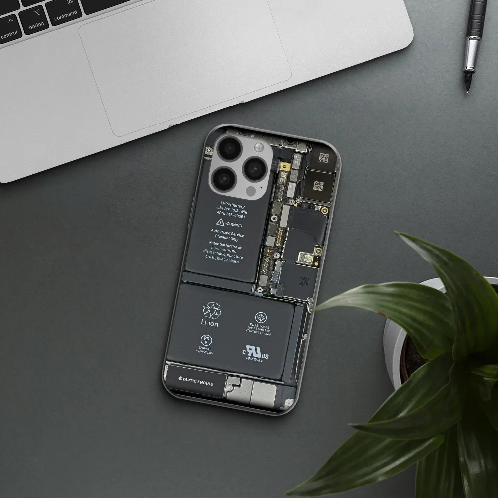 A Close-Up Of A Cell Phone Battery Apple Iphone 13 Pro Clear Tpu Case