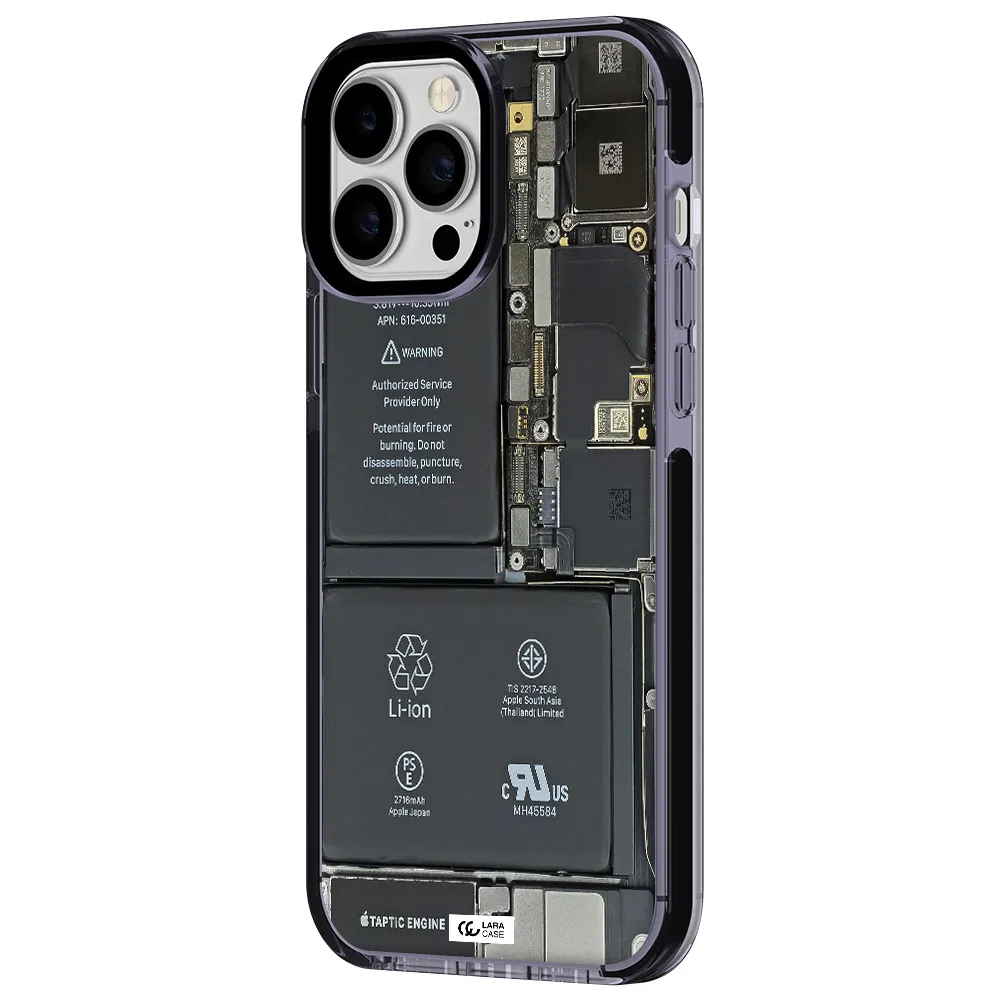 a close-up of a cell phone battery Apple iPhone 13 Pro Max impact Lilac Case