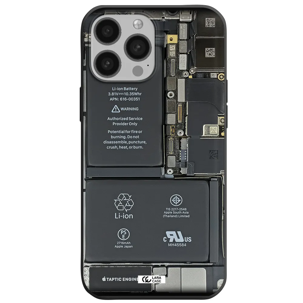 a close-up of a cell phone battery Apple iPhone 13 Pro Silicone black Case