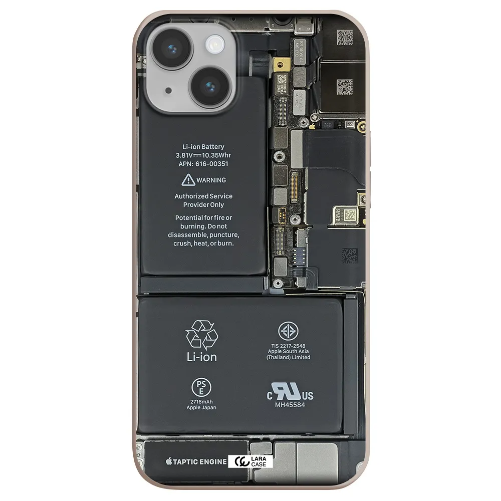 a close-up of a cell phone battery Apple iPhone 14 plus Silicone Stone Case