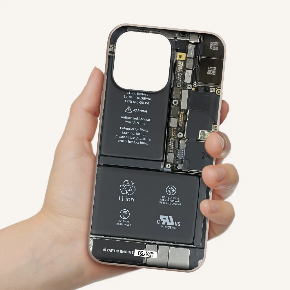 a close-up of a cell phone battery Apple iPhone 14 pro max Silicone Stone Case