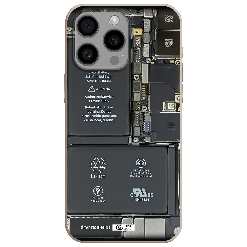 a close-up of a cell phone battery Apple Iphone 15 Pro max Silicone Stone Case