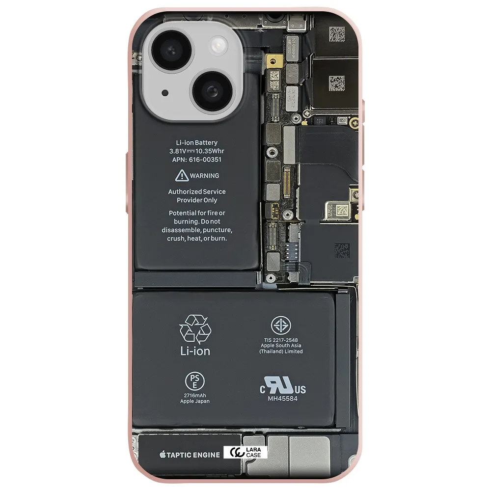 A Close-Up Of A Cell Phone Battery Apple Iphone 15 Silicone Pastel Pink Case