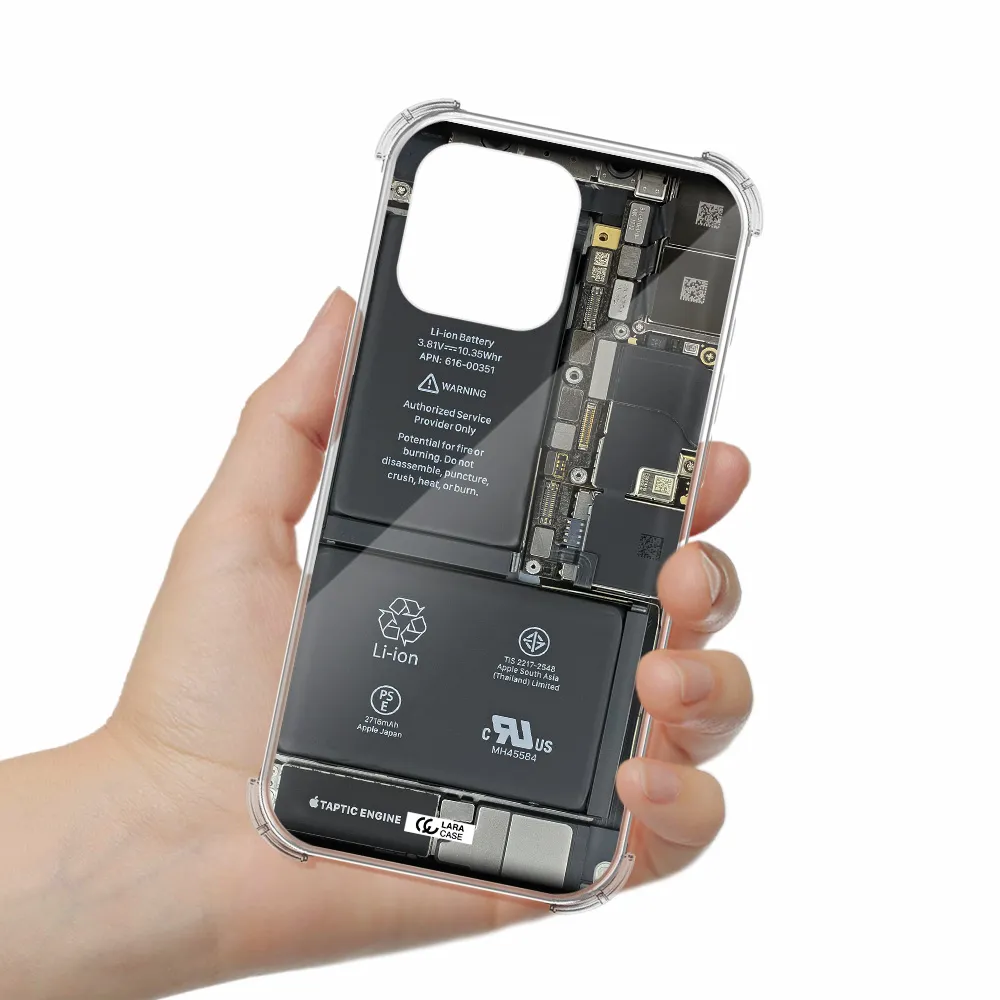A Close-Up Of A Cell Phone Battery Apple Iphone 16 Pro Max Clear Pc Case