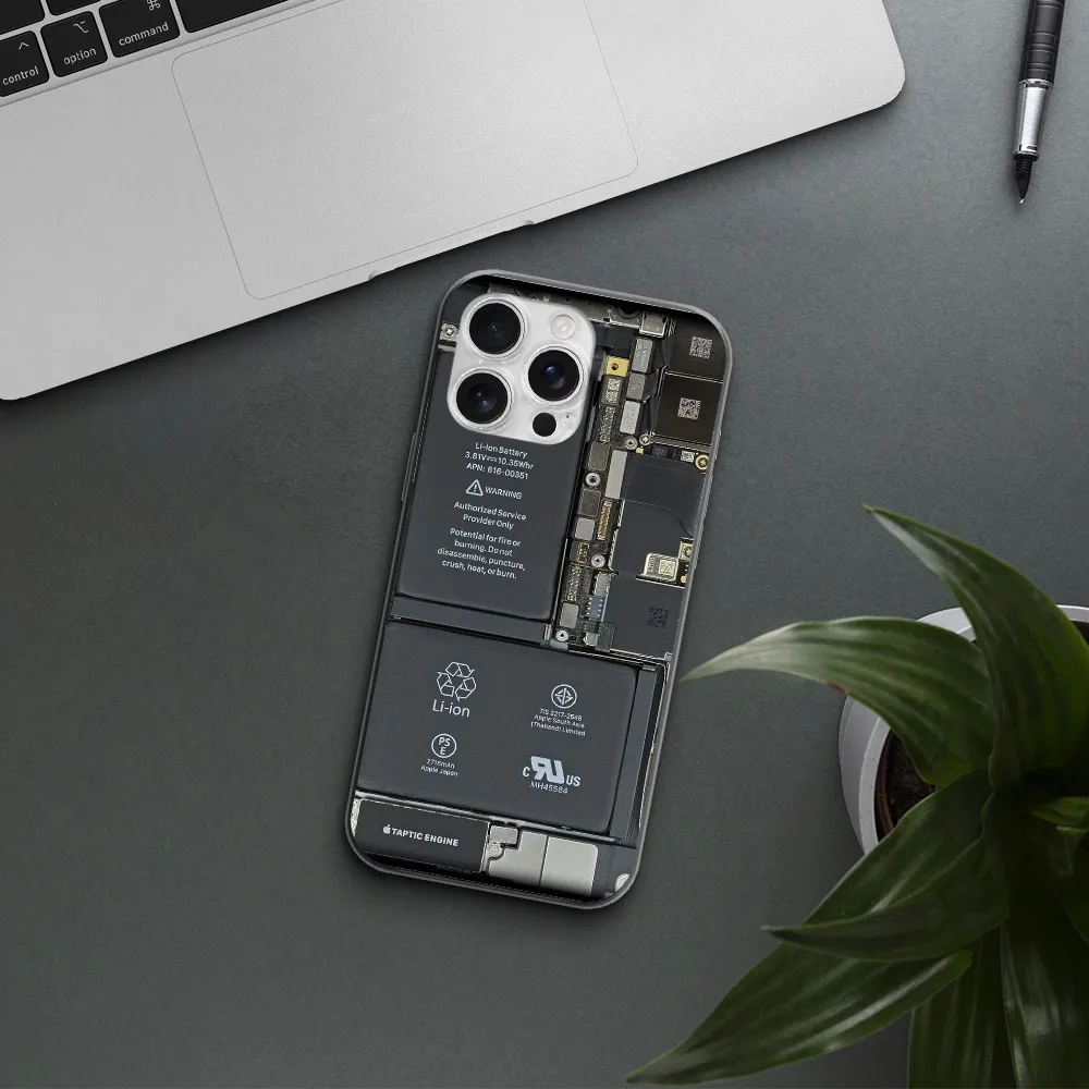 A Close-Up Of A Cell Phone Battery Apple Iphone 16 Pro Max Clear Tpu Case