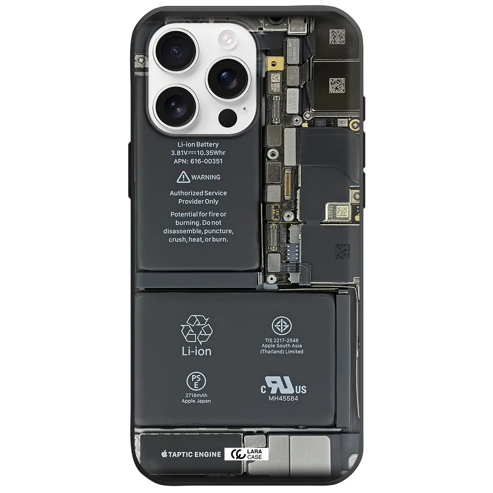 A Close-Up Of A Cell Phone Battery Apple Iphone 16 Pro Max Silicone Black Case