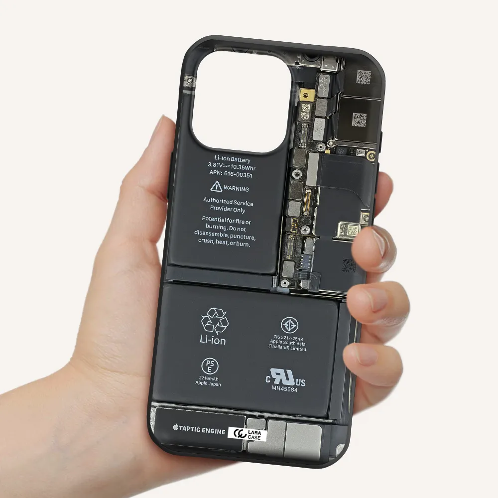 A Close-Up Of A Cell Phone Battery Apple Iphone 16 Pro Max Silicone Black Case