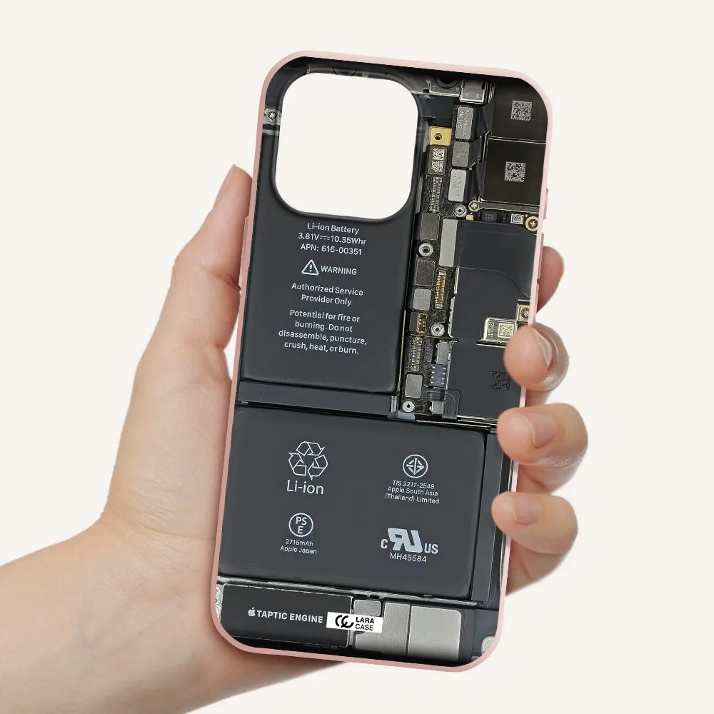 A Close-Up Of A Cell Phone Battery Apple Iphone 16 Pro Max Silicone Pastel Pink Case