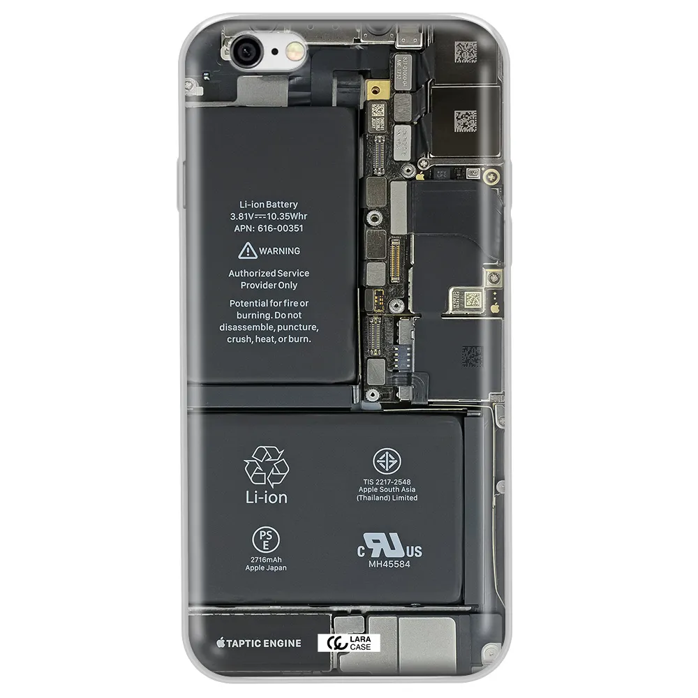 A Close-Up Of A Cell Phone Battery Apple Iphone 6 Clear Tpu Case