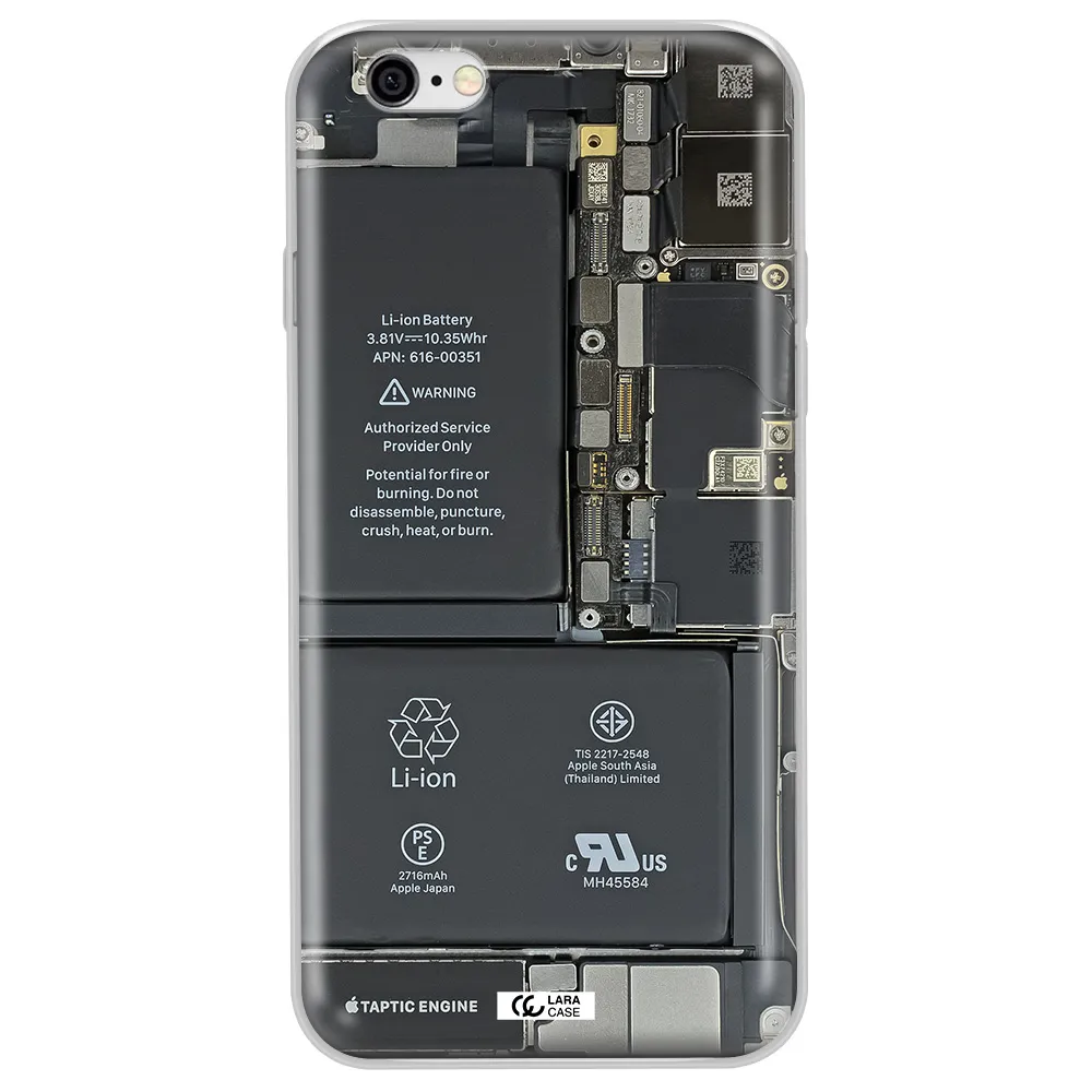 A Close-Up Of A Cell Phone Battery Apple Iphone 6 Plus Clear Tpu Case