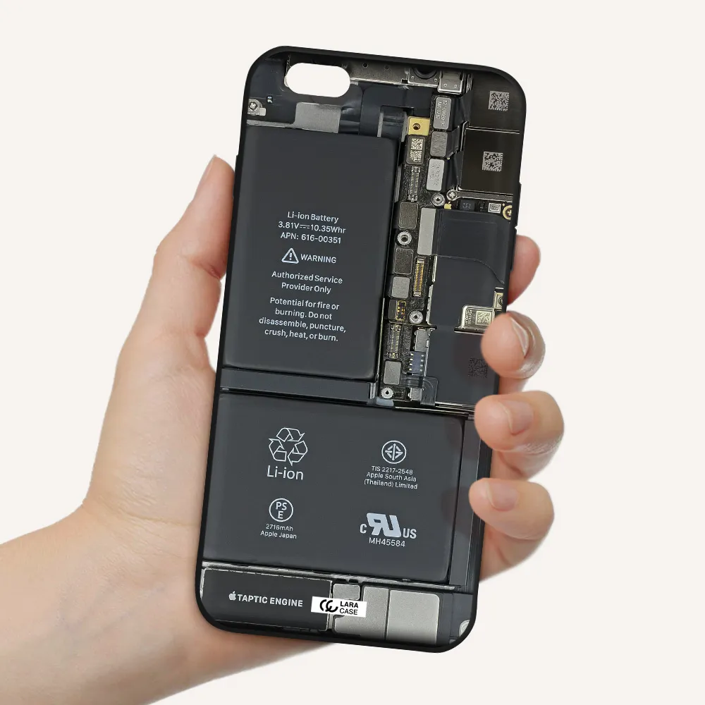 a close-up of a cell phone battery Apple iPhone 6 plus Silicone black Case