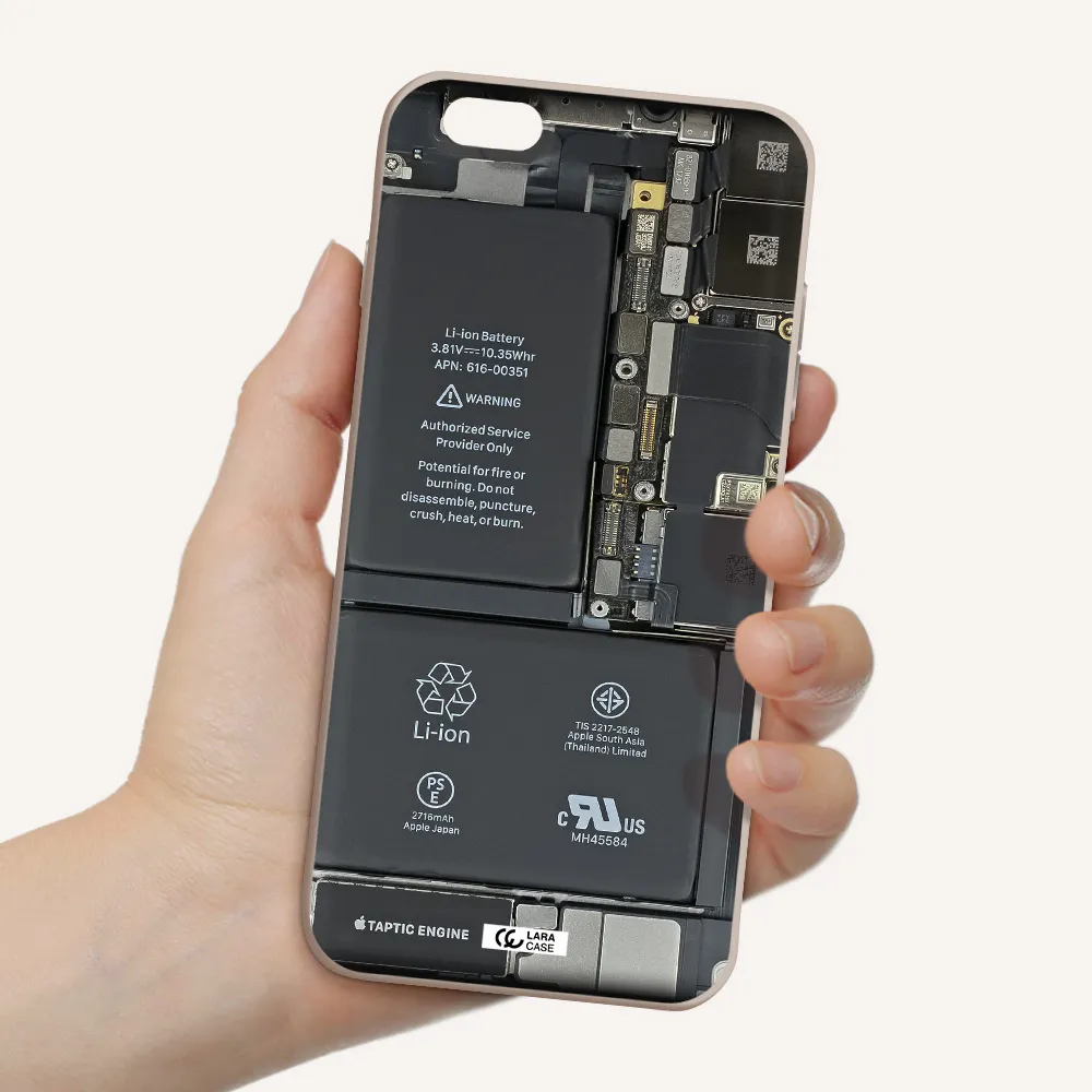 a close-up of a cell phone battery Apple iPhone 6 plus Silicone Stone Case