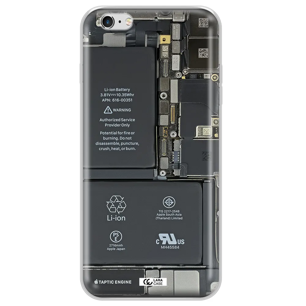 A Close-Up Of A Cell Phone Battery Apple Iphone 6 S Plus Clear Tpu Case