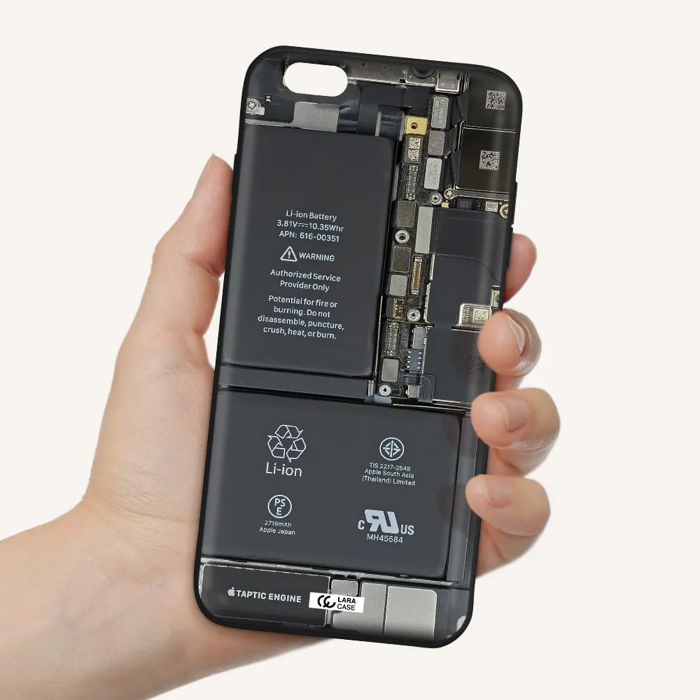 a close-up of a cell phone battery Apple iPhone 6 s plus Silicone black Case