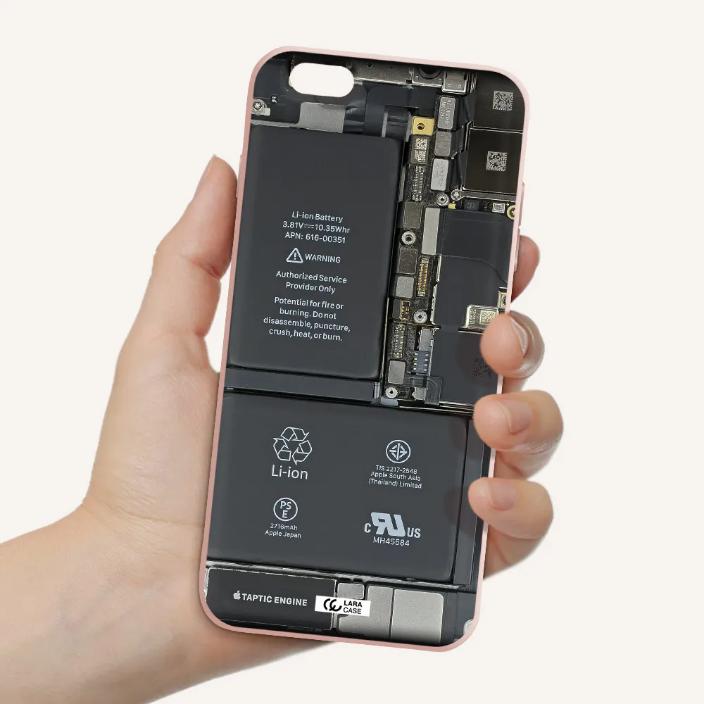 a close-up of a cell phone battery Apple iPhone 6 s plus Silicone pastel pink Case