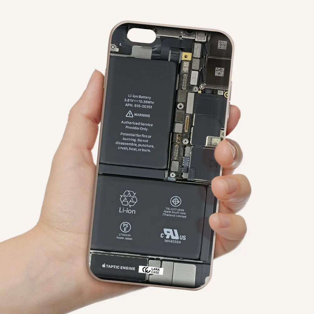 a close-up of a cell phone battery Apple iPhone 6 s plus Silicone Stone Case