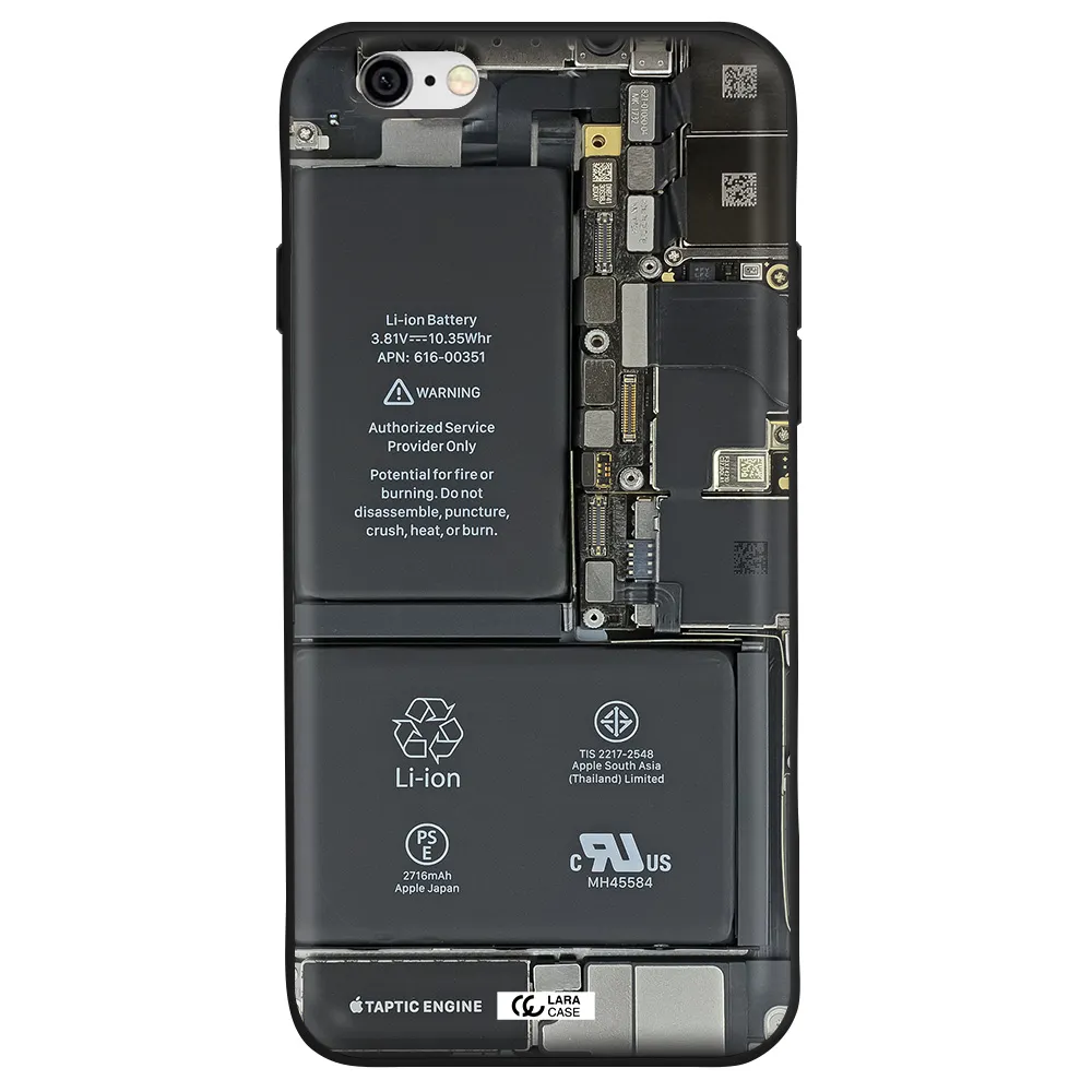 a close-up of a cell phone battery Apple iPhone 6 Silicone black Case
