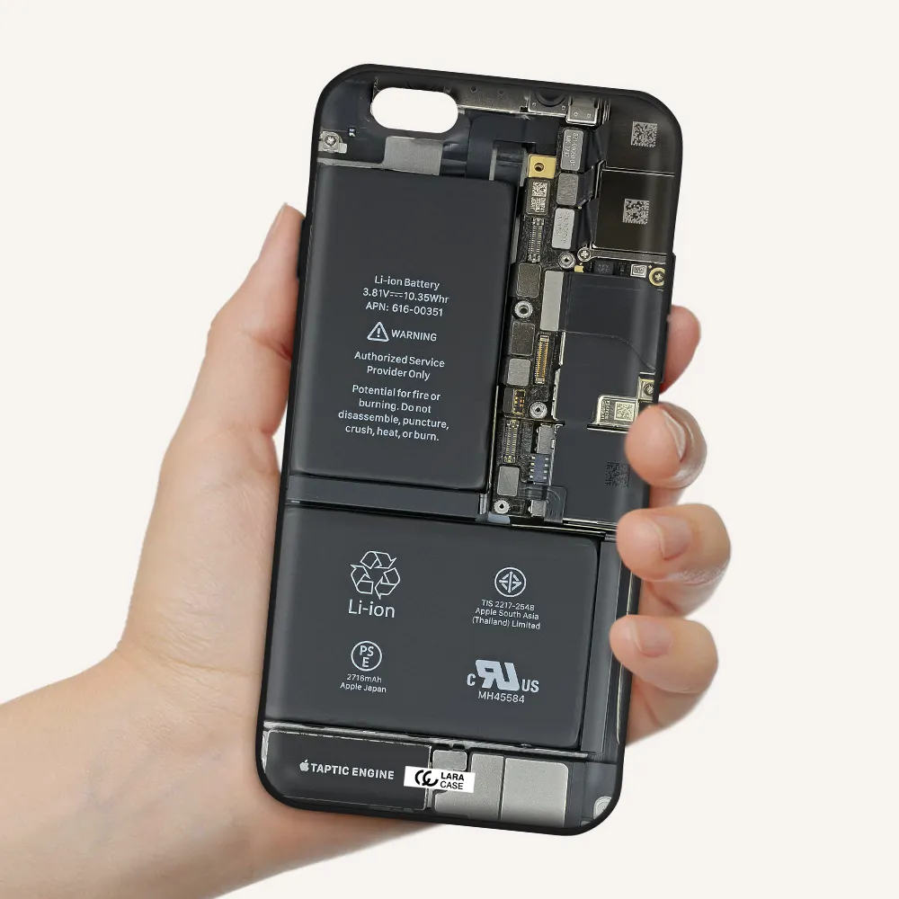 a close-up of a cell phone battery Apple iPhone 6 Silicone black Case