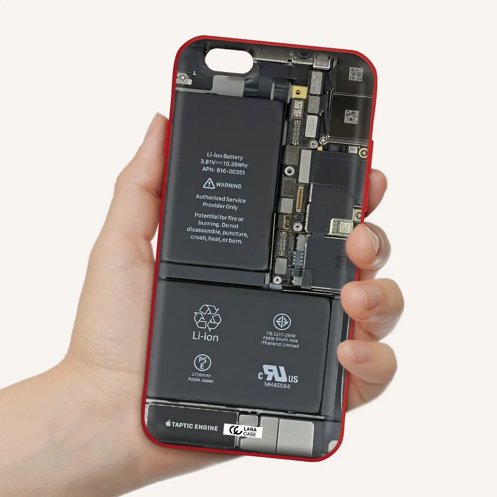 a close-up of a cell phone battery Apple iPhone 6 Silicone Imperial Red Case