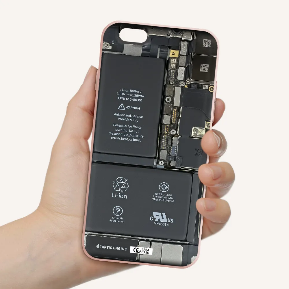 a close-up of a cell phone battery Apple iPhone 6 Silicone pastel pink Case