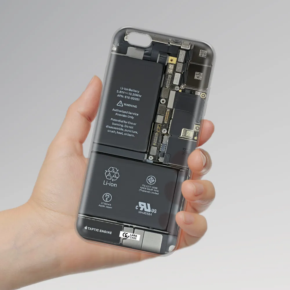 A Close-Up Of A Cell Phone Battery Apple Iphone 6S Clear Tpu Case