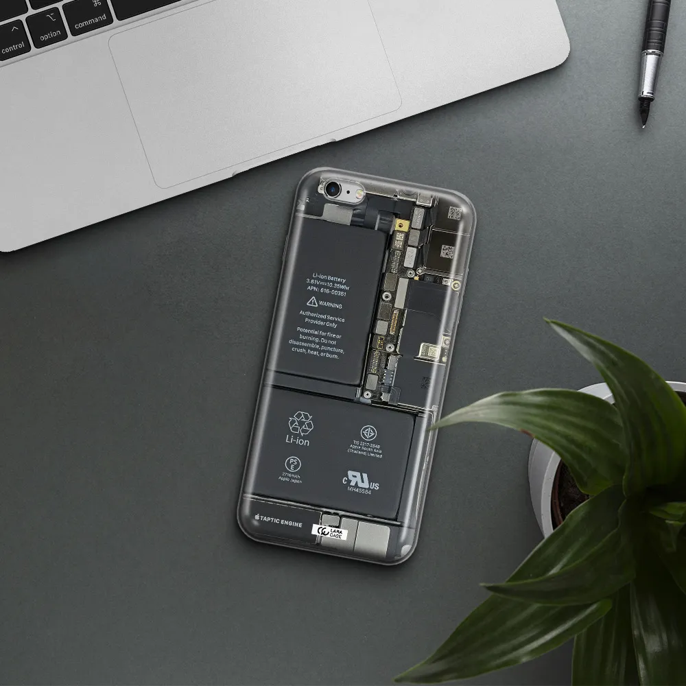 A Close-Up Of A Cell Phone Battery Apple Iphone 6S Clear Tpu Case