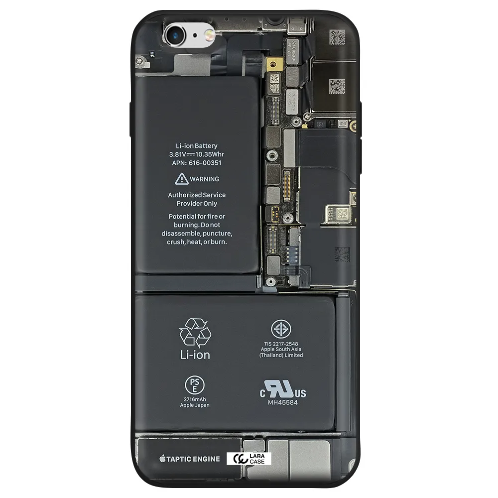 a close-up of a cell phone battery Apple iPhone 6S Silicone black Case