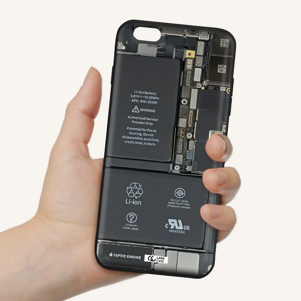 a close-up of a cell phone battery Apple iPhone 6S Silicone black Case