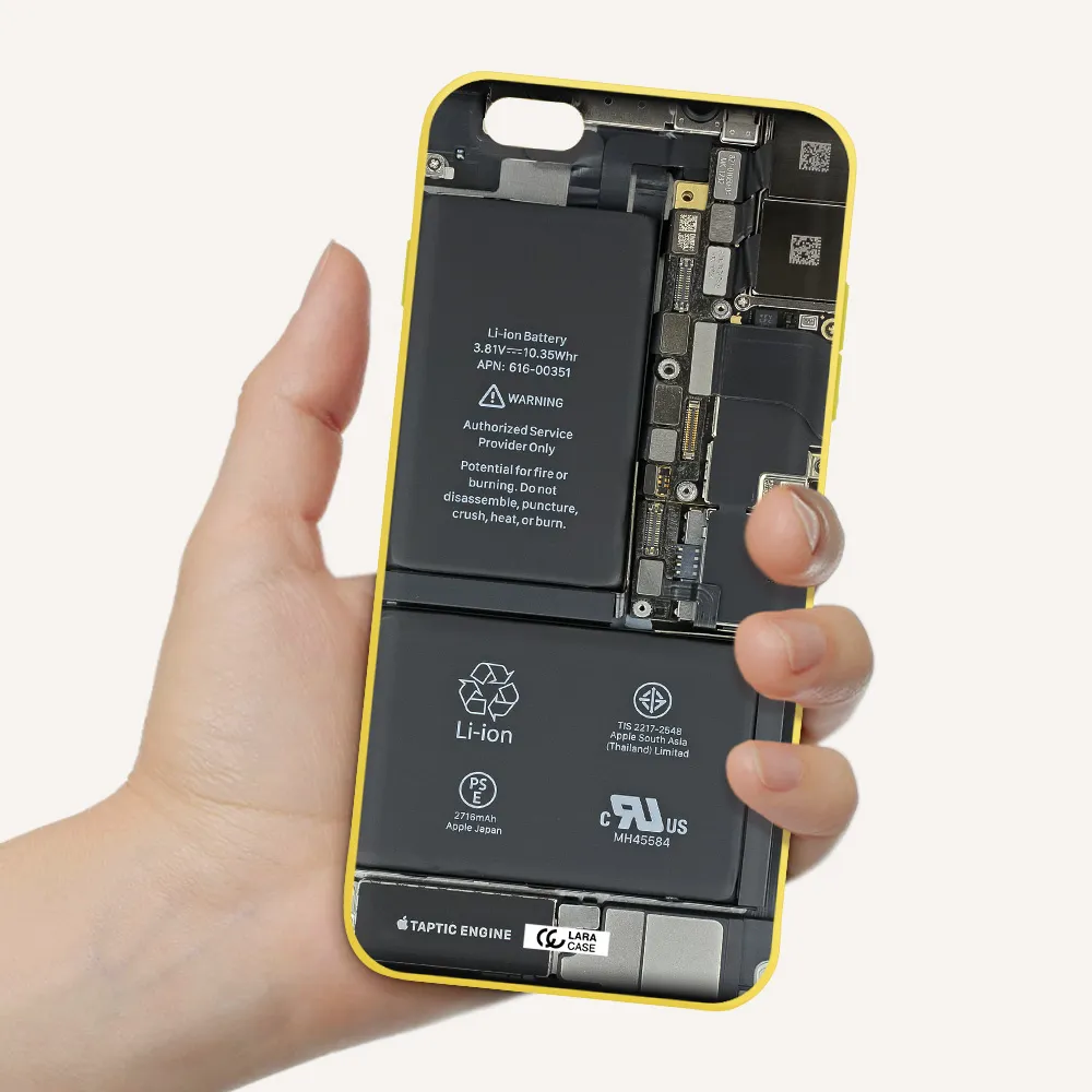 a close-up of a cell phone battery Apple iPhone 6S Silicone canary yellow Case