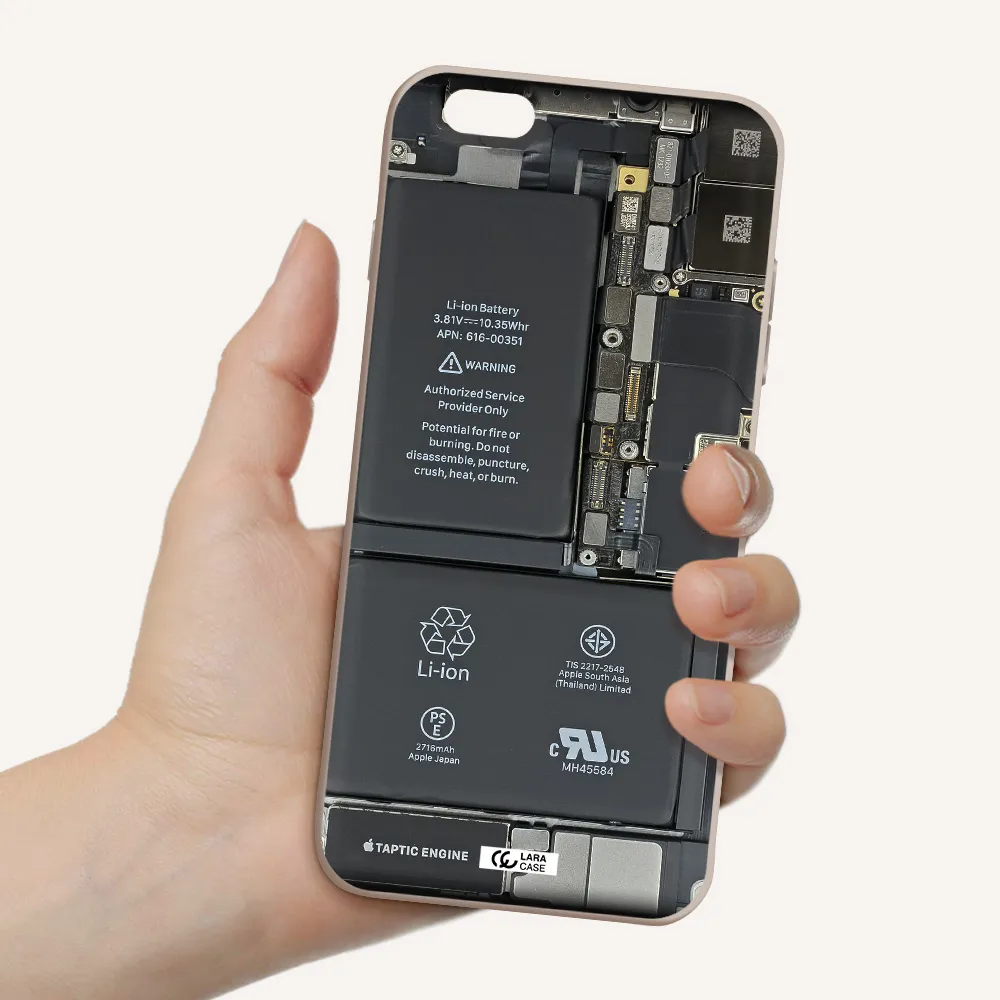 a close-up of a cell phone battery Apple iPhone 6S Silicone Stone Case