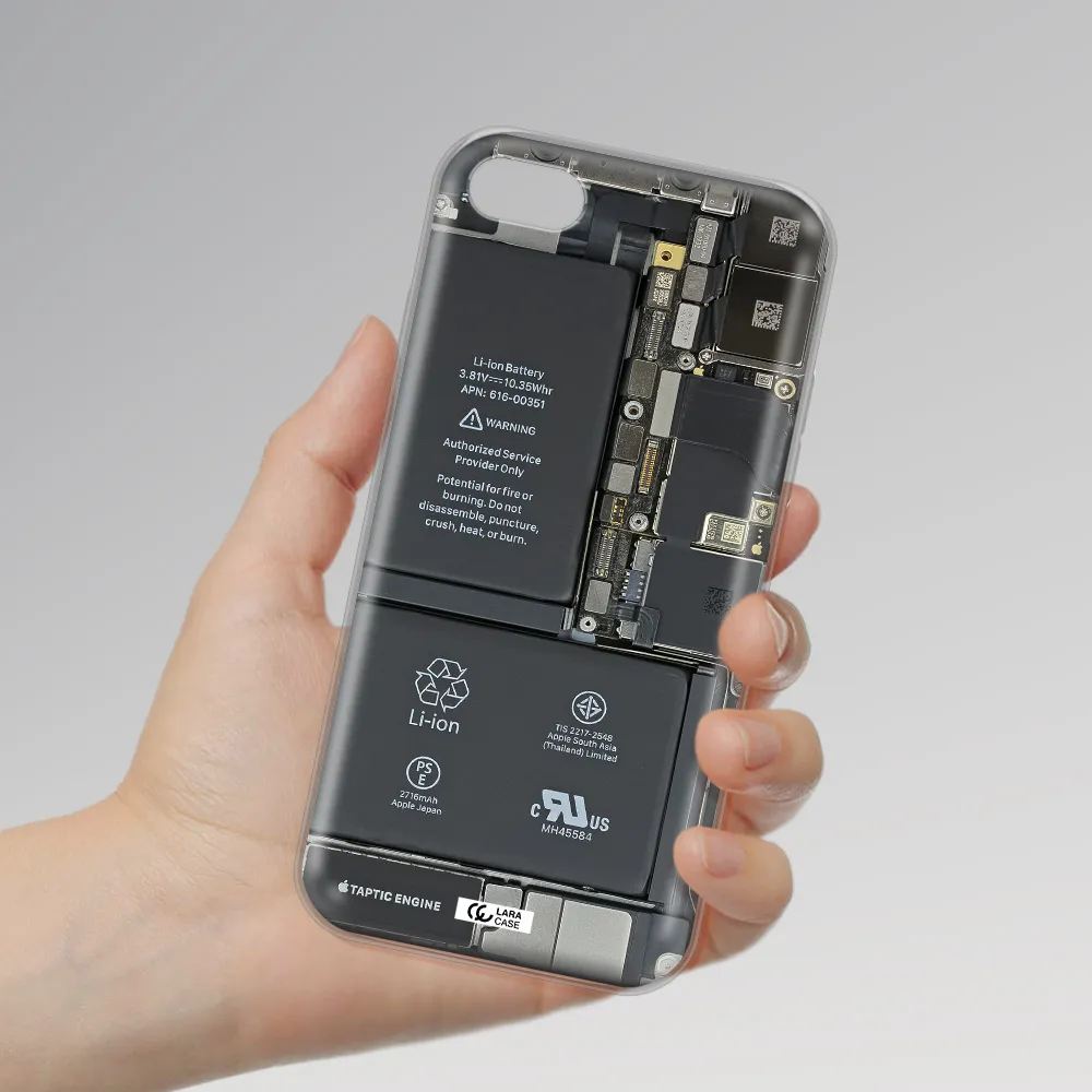 A Close-Up Of A Cell Phone Battery Apple Iphone 7 Clear Tpu Case