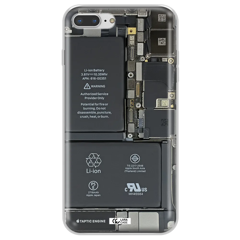 A Close-Up Of A Cell Phone Battery Apple Iphone 7 Plus Clear Tpu Case