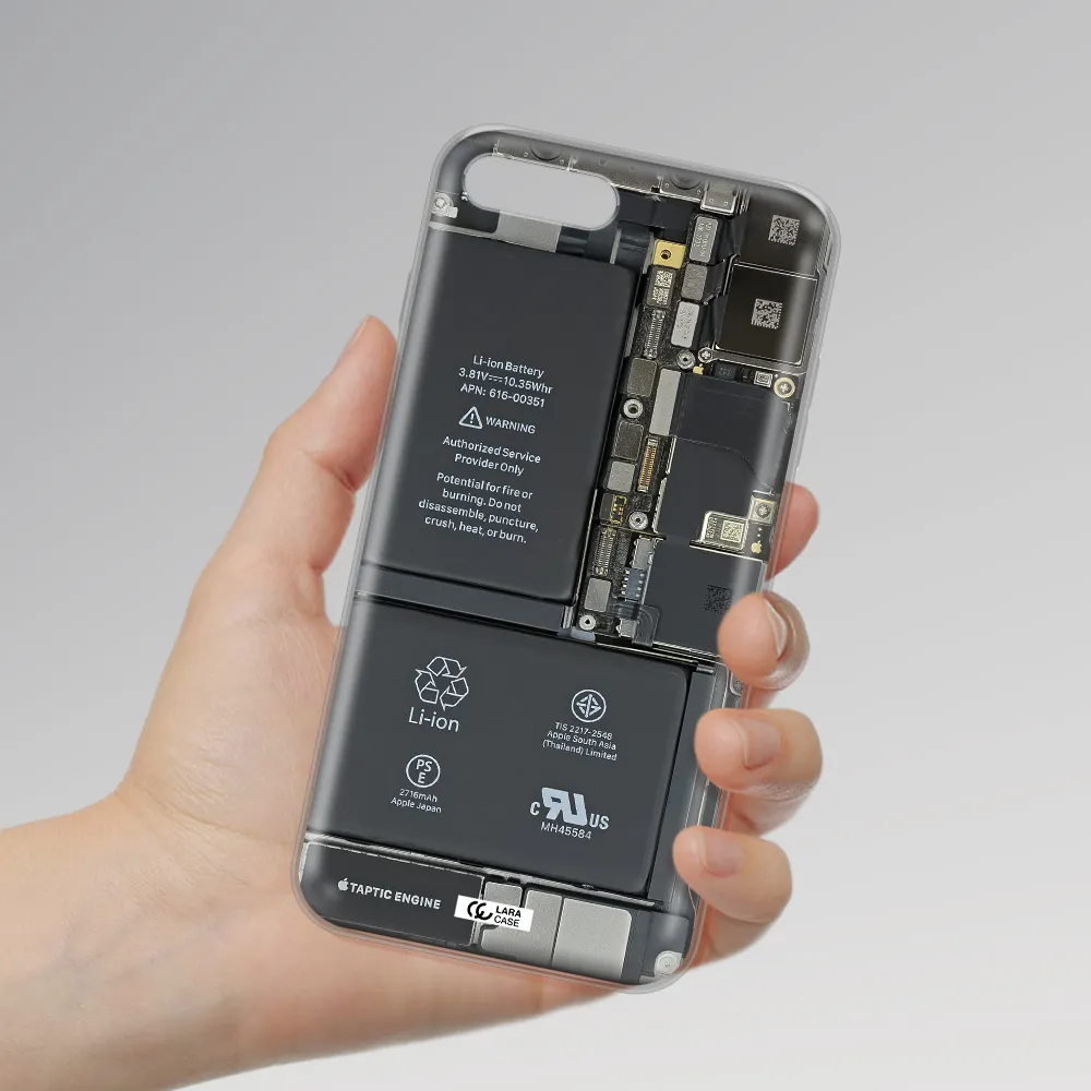 A Close-Up Of A Cell Phone Battery Apple Iphone 7 Plus Clear Tpu Case