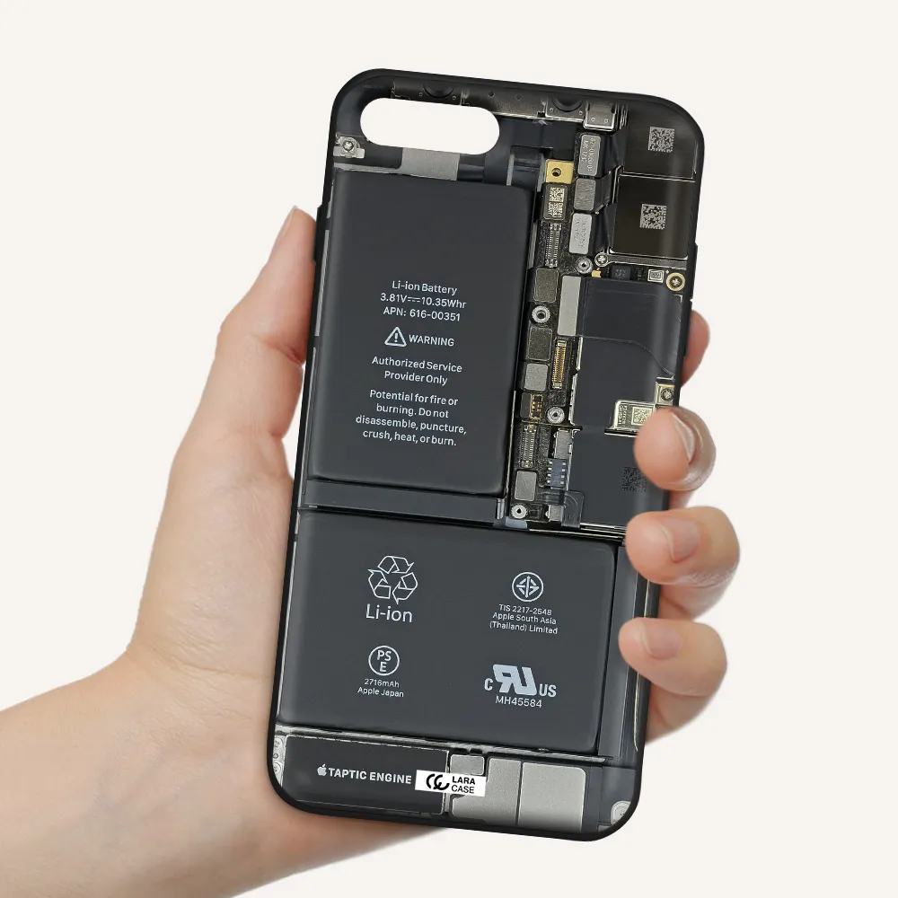 a close-up of a cell phone battery Apple iPhone 7 plus Silicone black Case