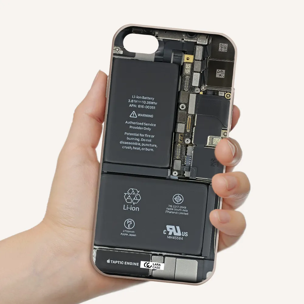 a close-up of a cell phone battery Apple iPhone 7 Silicone Stone Case