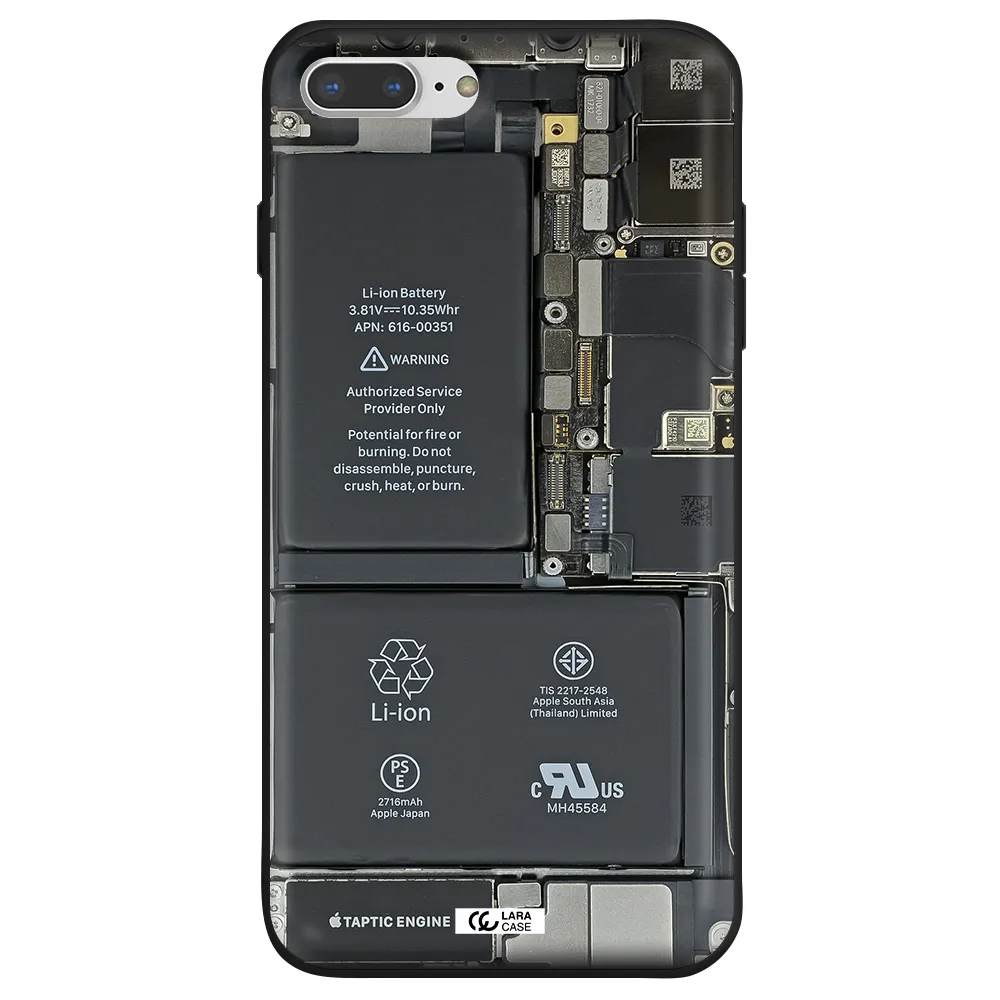 a close-up of a cell phone battery Apple iPhone 8 plus Silicone black Case