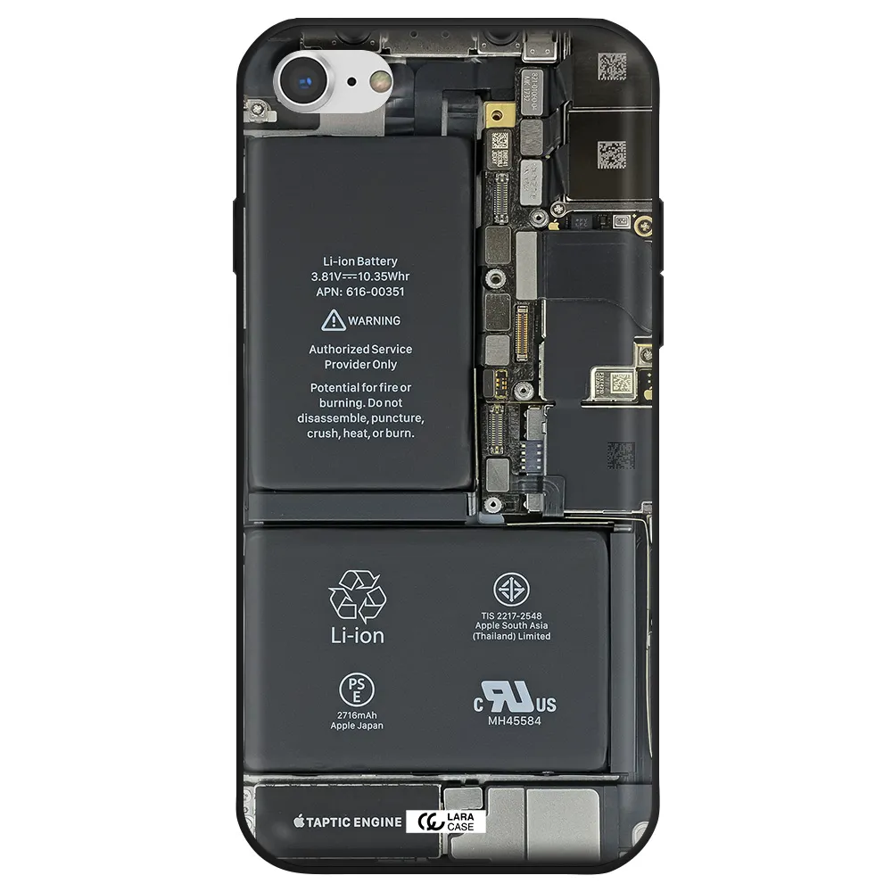 a close-up of a cell phone battery Apple iPhone 8 Silicone black Case