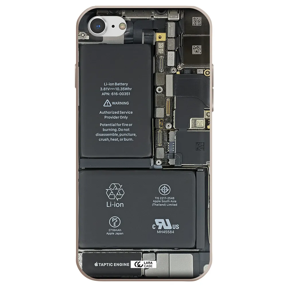 a close-up of a cell phone battery Apple iPhone 8 Silicone Stone Case