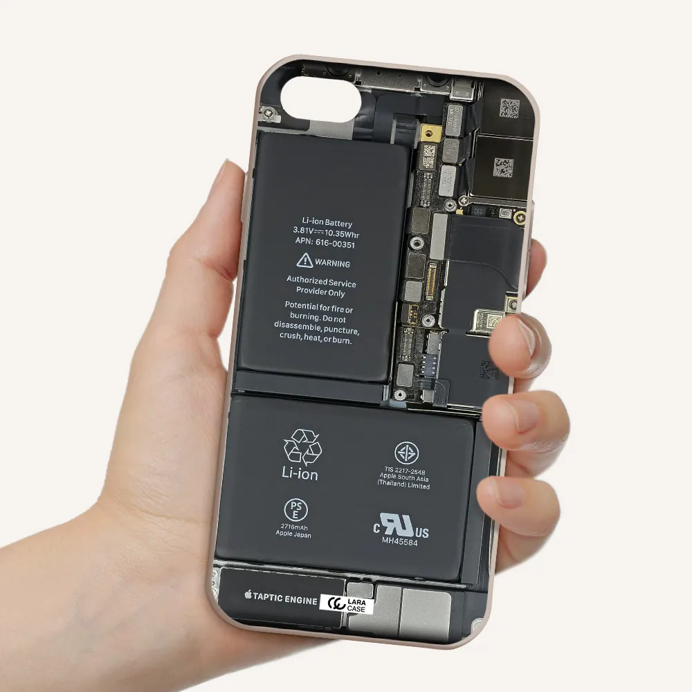 a close-up of a cell phone battery Apple iPhone 8 Silicone Stone Case