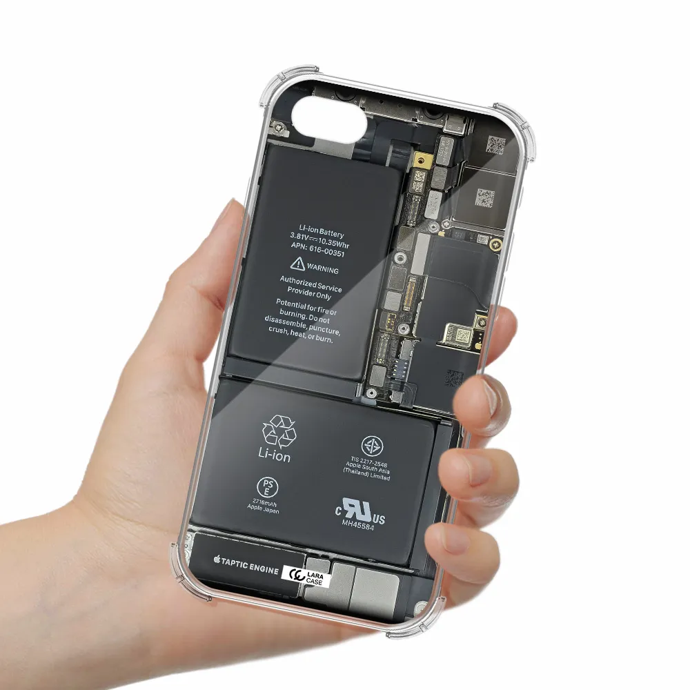 a close-up of a cell phone battery Apple iPhone se 2020 Clear PC Case