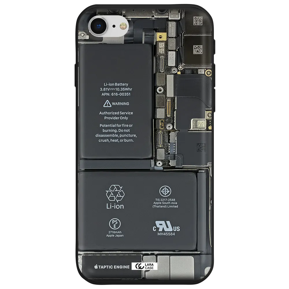 a close-up of a cell phone battery Apple iPhone se 2020 Silicone black Case