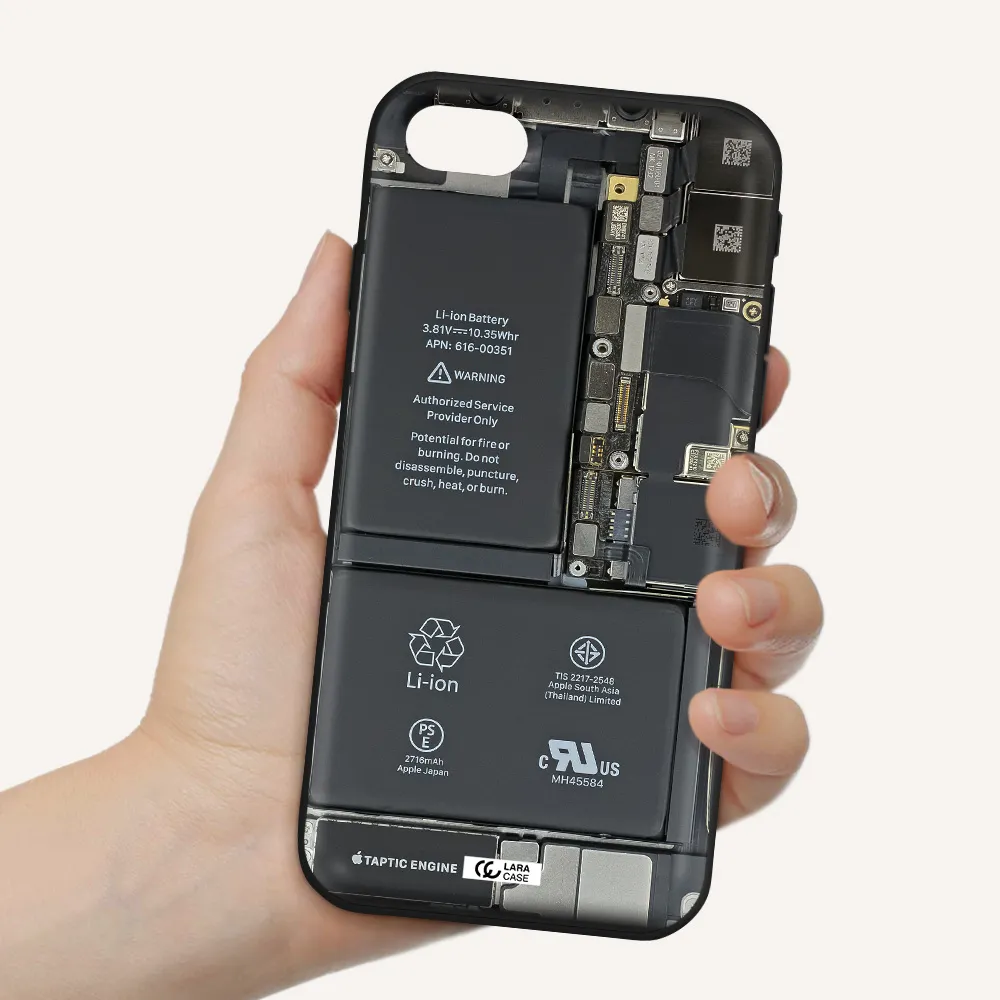 a close-up of a cell phone battery Apple iPhone se 2020 Silicone black Case