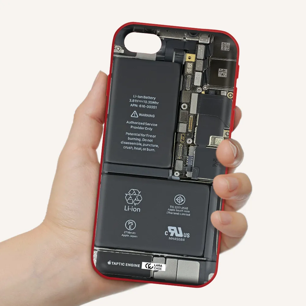 a close-up of a cell phone battery Apple iPhone se 2020 Silicone Imperial Red Case