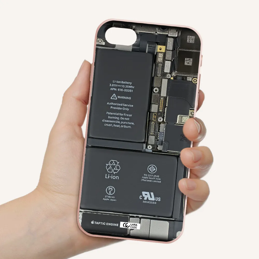 a close-up of a cell phone battery Apple iPhone se 2020 Silicone pastel pink Case