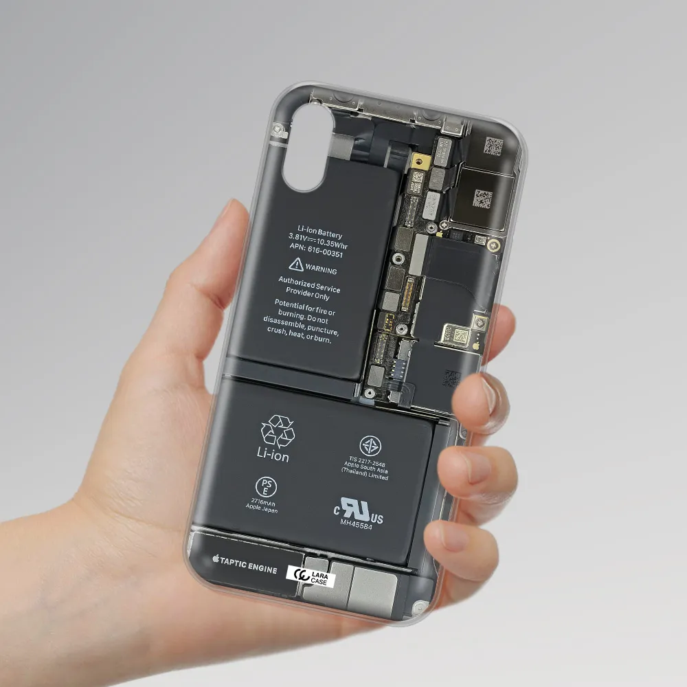 A Close-Up Of A Cell Phone Battery Apple Iphone X Clear Tpu Case