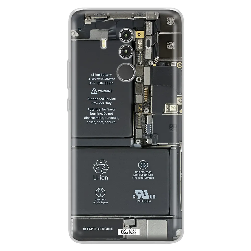 A Close-Up Of A Cell Phone Battery Huawei Mate 10 Clear Tpu Case