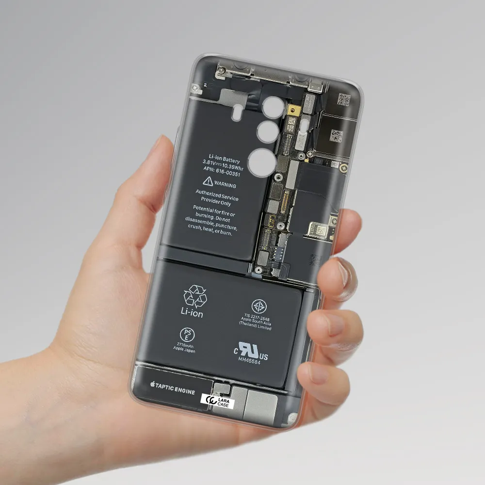 A Close-Up Of A Cell Phone Battery Huawei Mate 10 Clear Tpu Case