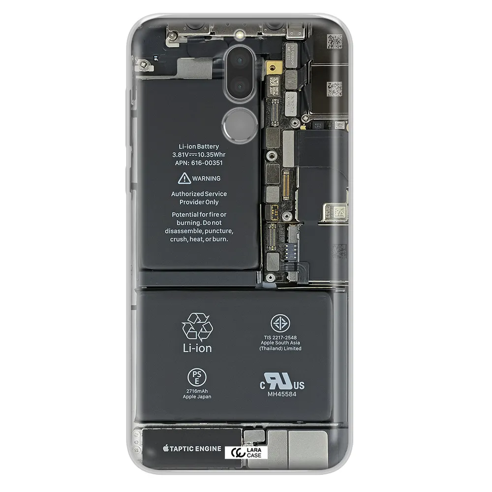 A Close-Up Of A Cell Phone Battery Huawei Mate 10 Lite Clear Tpu Case