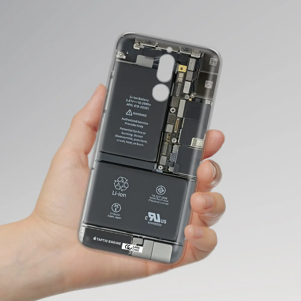 A Close-Up Of A Cell Phone Battery Huawei Mate 10 Lite Clear Tpu Case