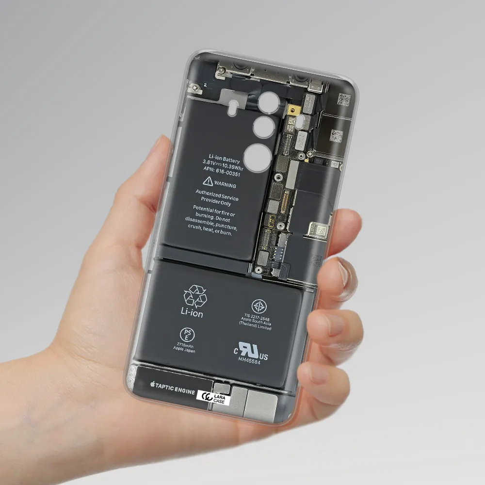 A Close-Up Of A Cell Phone Battery Huawei Mate 10 Pro Clear Tpu Case